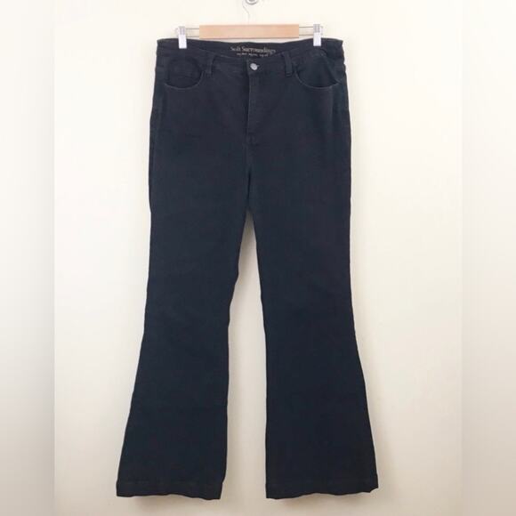 Soft Surroundings Daria Black Flare Wide Boot Stretch High Rise Denim Jeans 14 - Picture 1 of 8